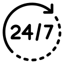 Icon showing 24/7 service